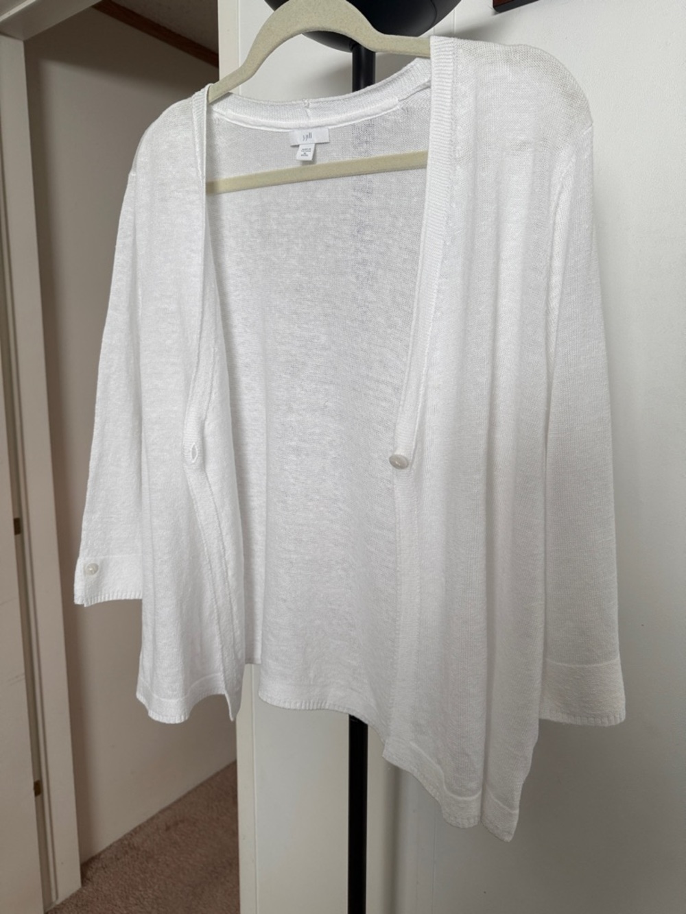 J. Jill White Lightweight V-Neck Button Cardigan - Picture 7 of 7